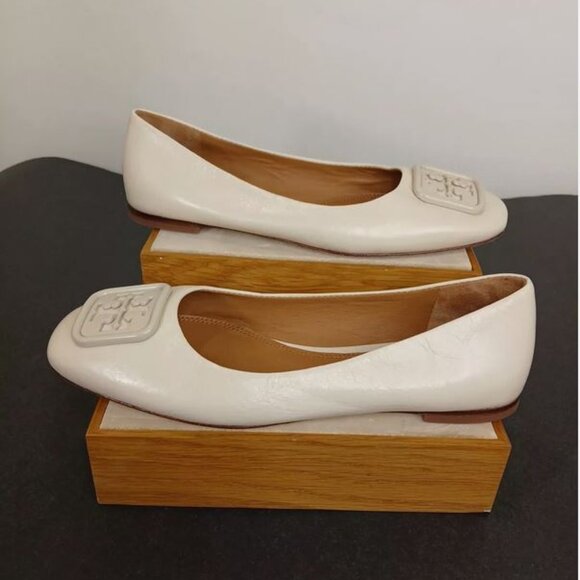 Brand New TORY BURCH sz 6 Beige wrinkle free Leather Ballet Flat Shoes 86721 - Picture 8 of 12